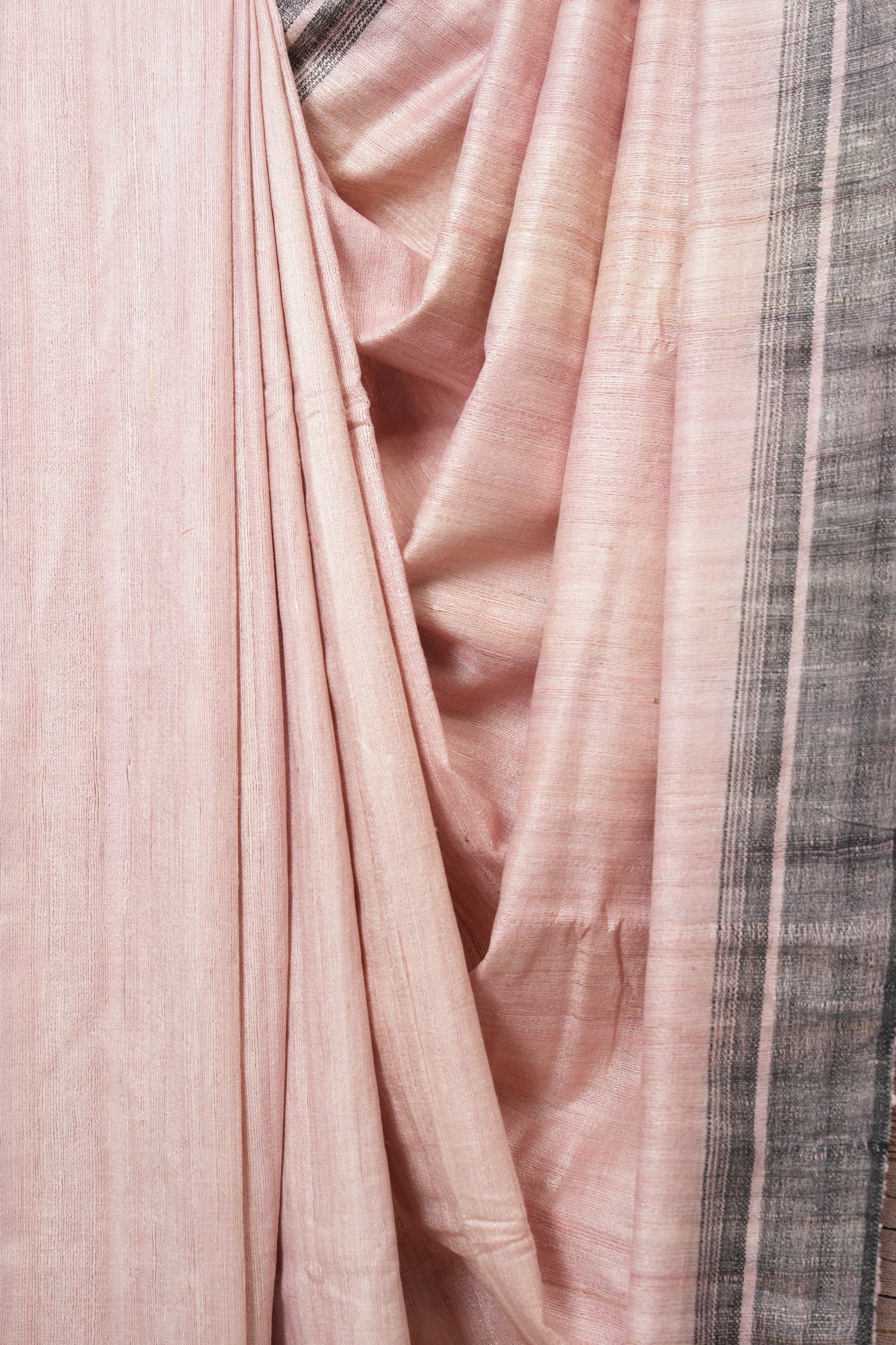 Baby Pink Tussar Silk Saree - SRBPTSS1856