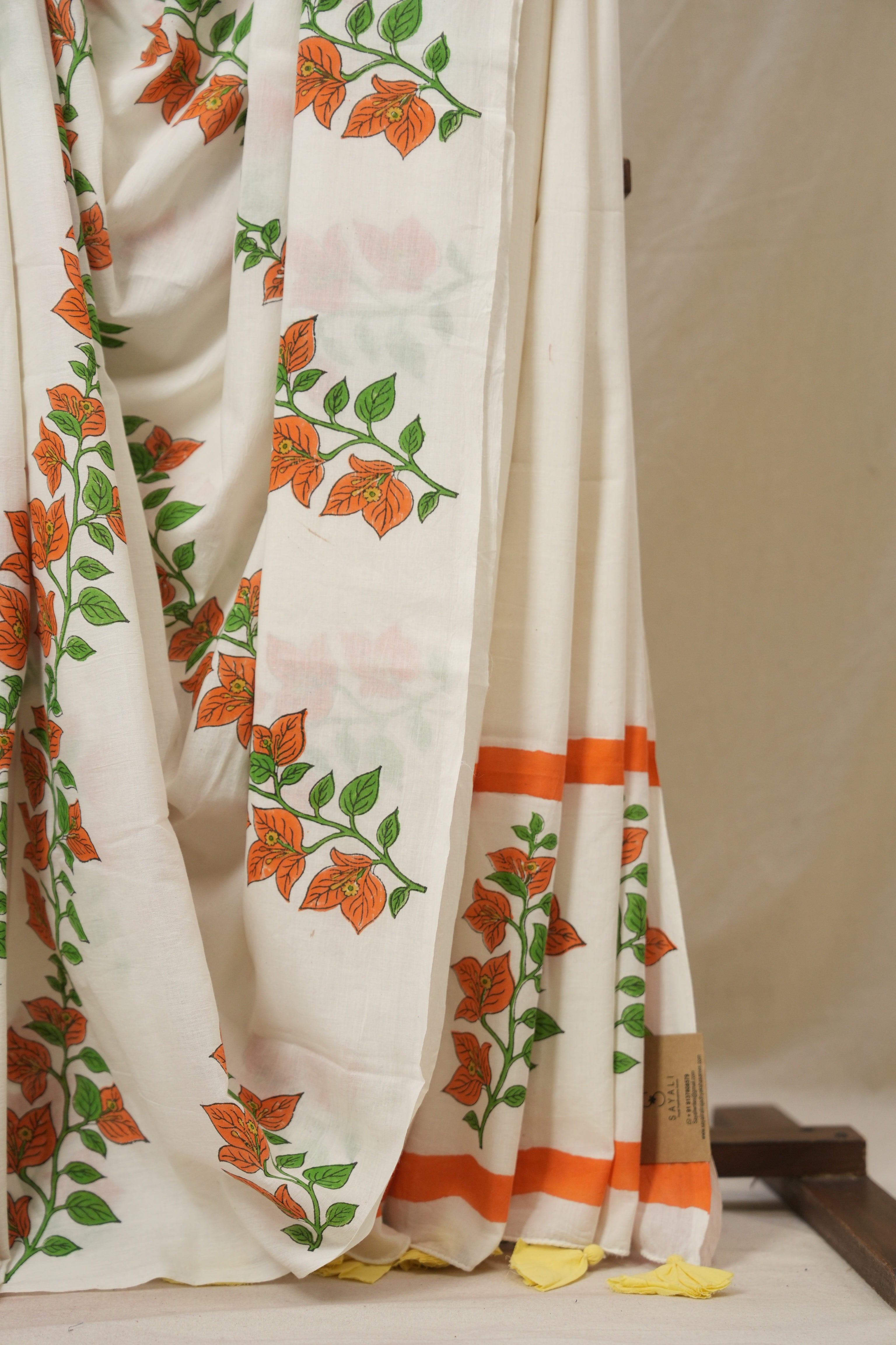 White HBP Signature Cotton Saree - SRWSCS27