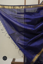 Midnight Blue Maheshwari Saree - SRMBMS970