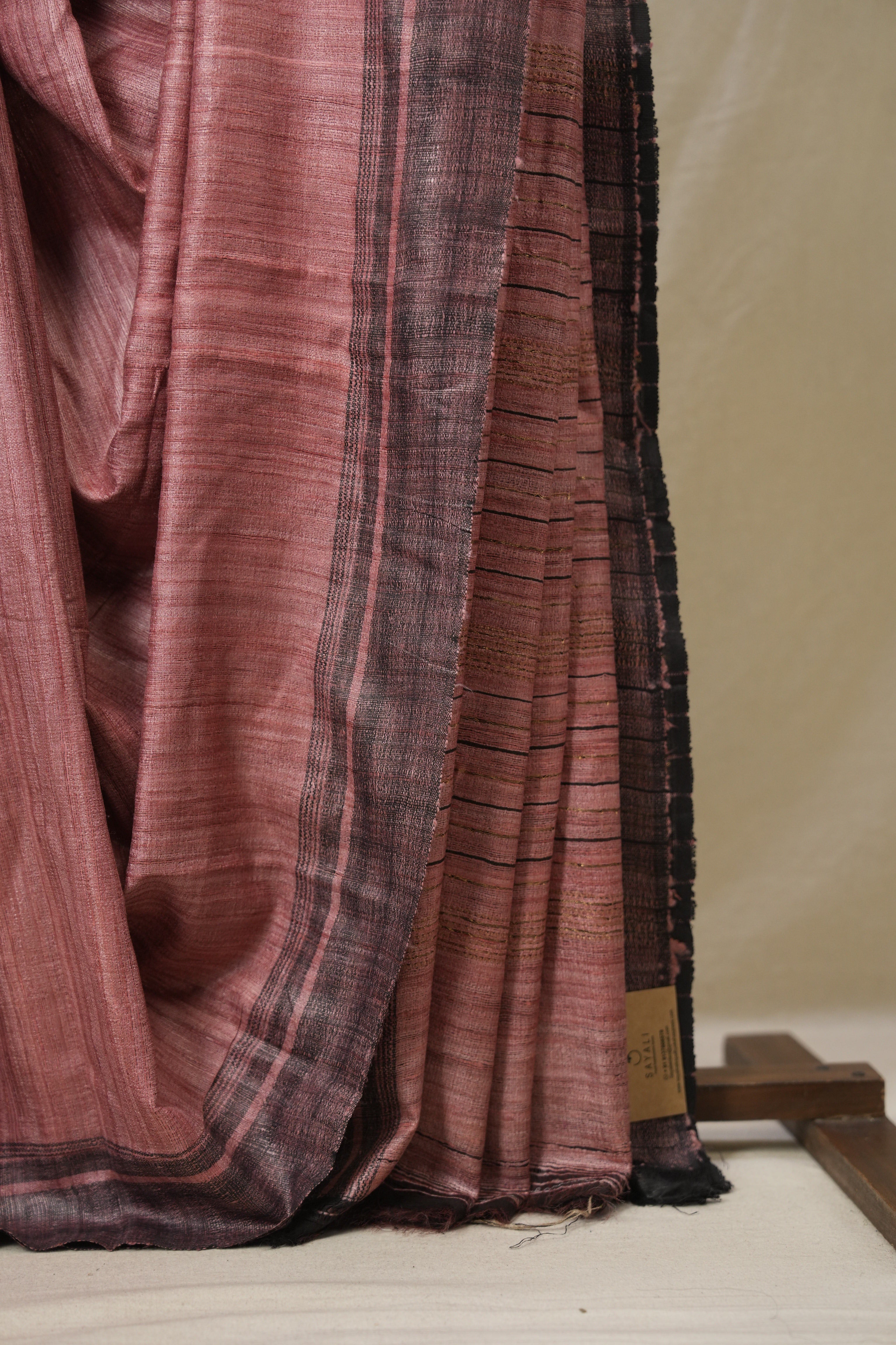 Dusty Pink Tussar Silk Saree - SRDPTSS1857