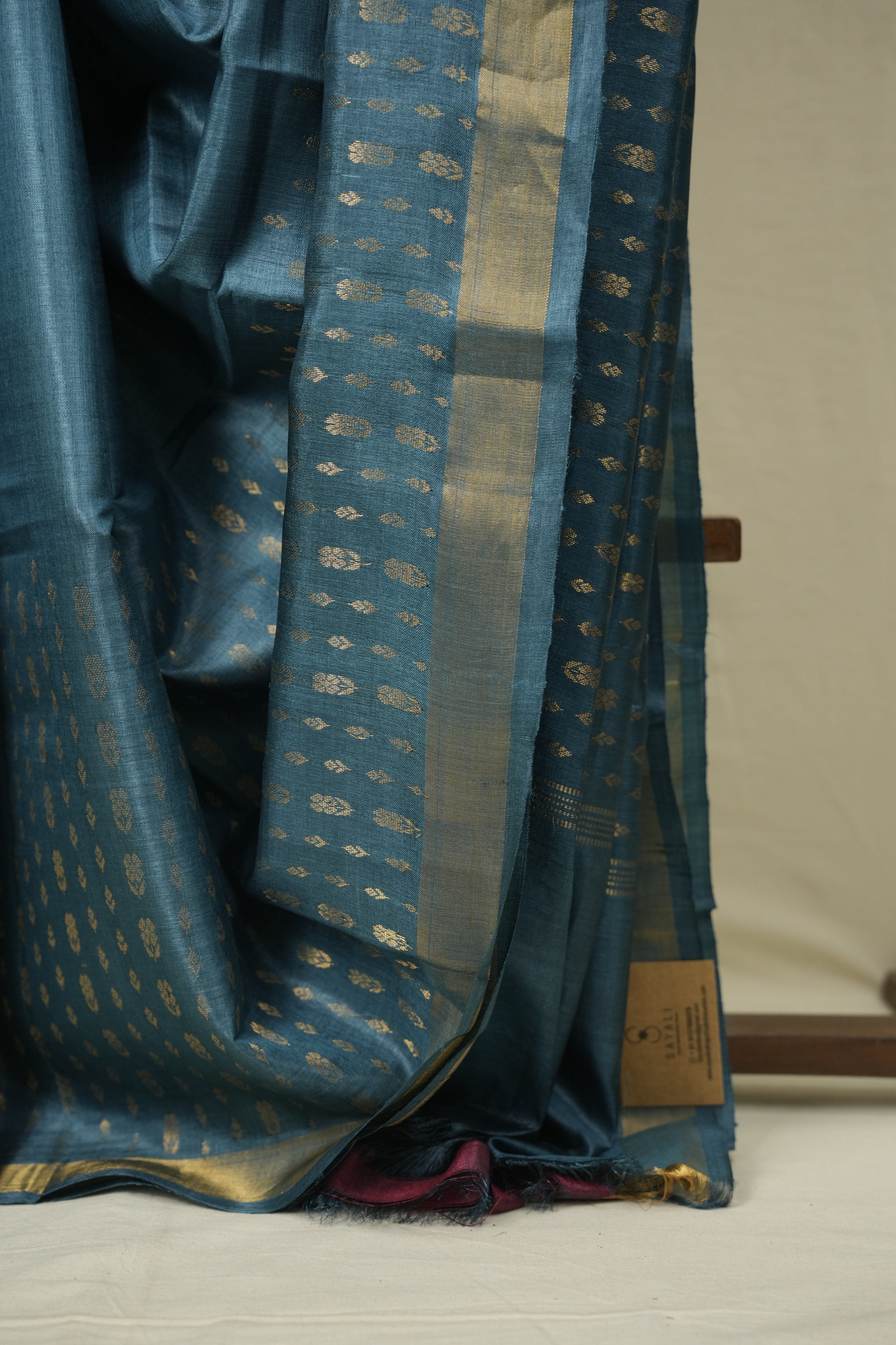 Teal Blue Tussar Silk Saree - SRTBTSS1920