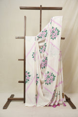 Milky White HBP Signature Cotton Saree - SRMWSCS31