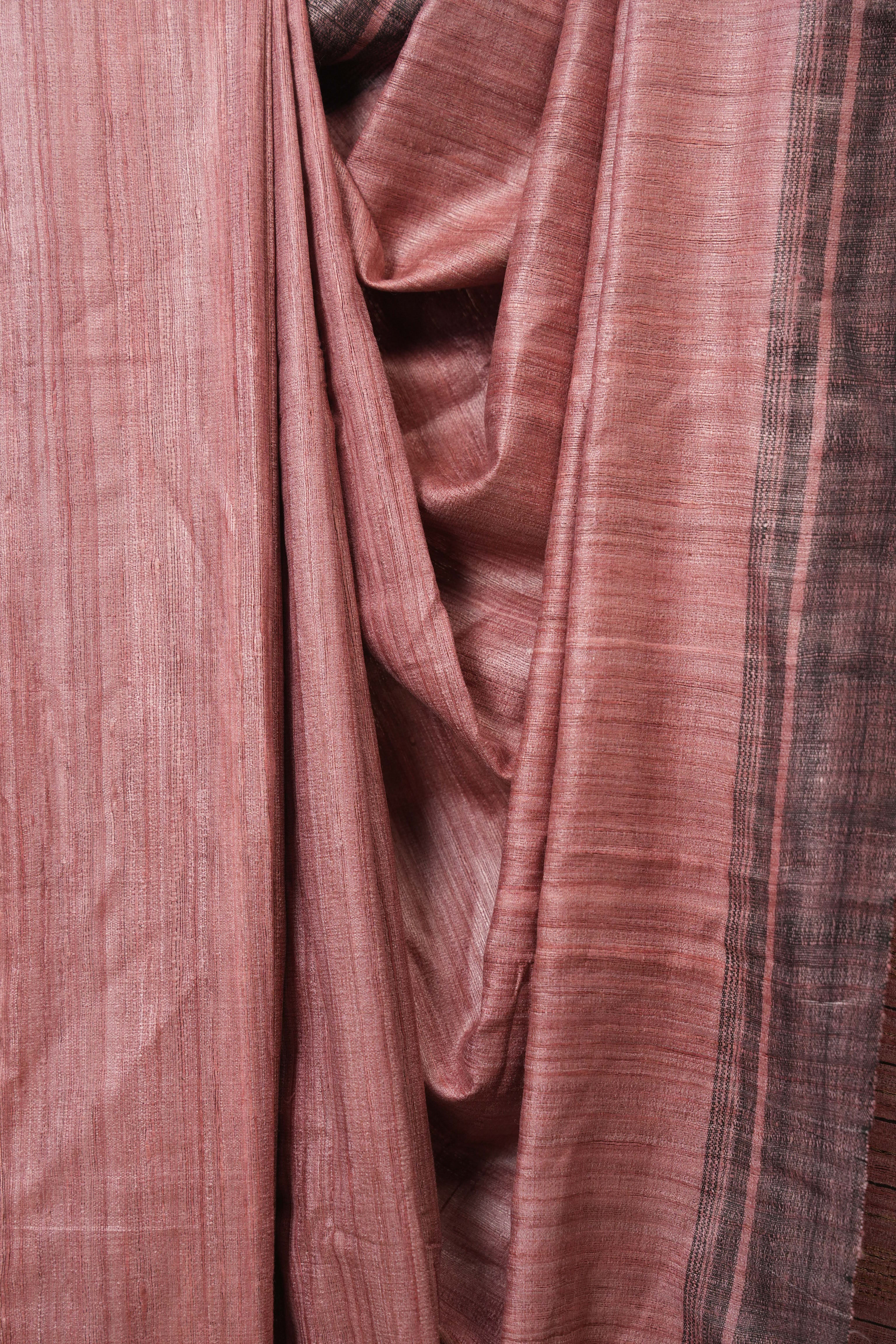 Dusty Pink Tussar Silk Saree - SRDPTSS1857