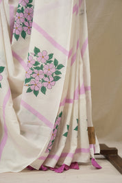 Milky White HBP Signature Cotton Saree - SRMWSCS31