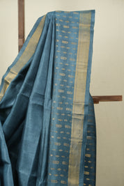 Teal Blue Tussar Silk Saree - SRTBTSS1920