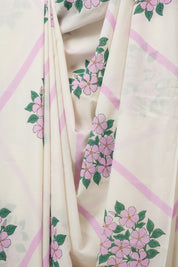 Milky White HBP Signature Cotton Saree - SRMWSCS31