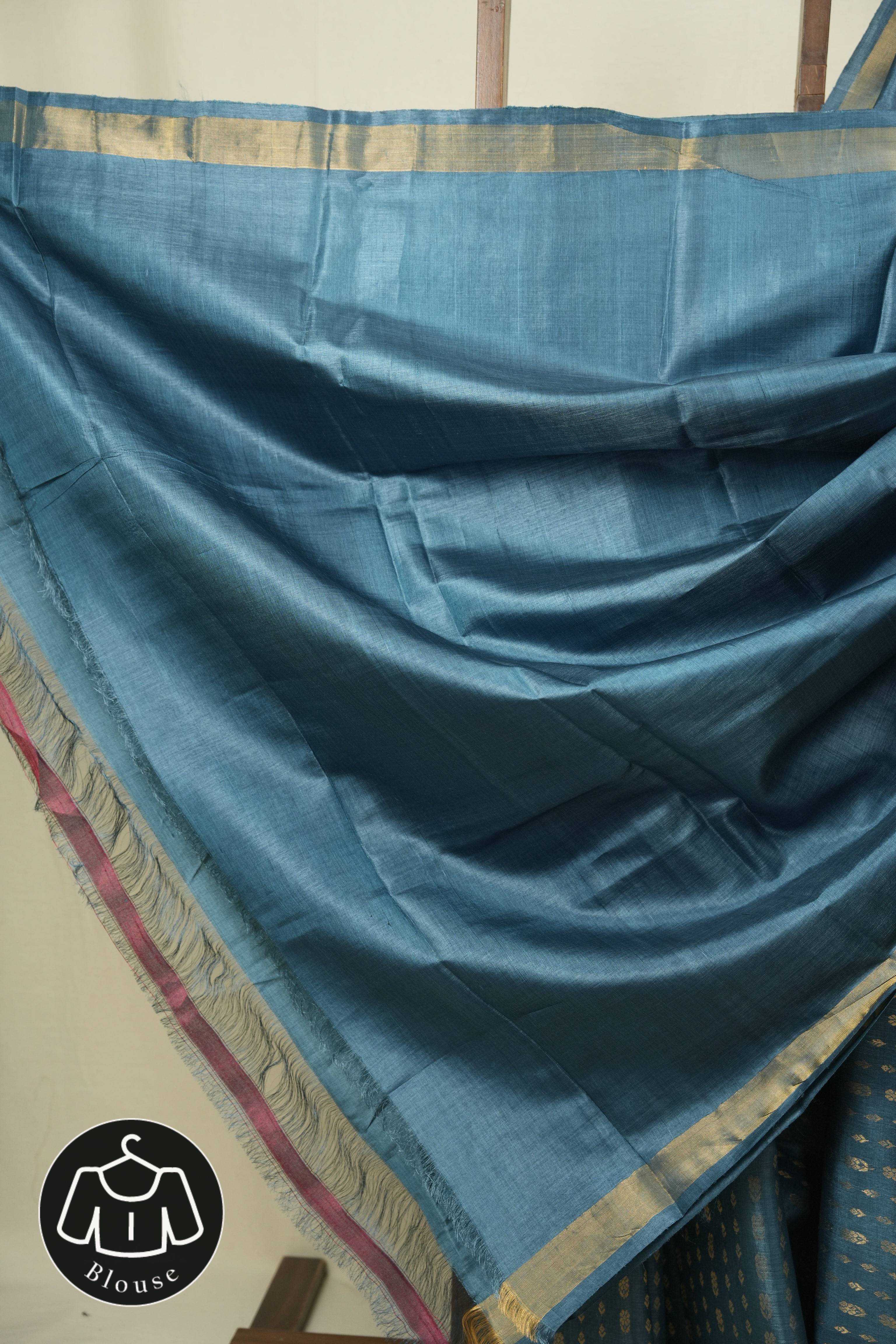 Teal Blue Tussar Silk Saree - SRTBTSS1920