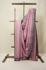 Soft Pink Tussar Silk Saree - SRSPTSS1858