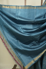 Teal Blue Tussar Silk Saree - SRTBTSS1920