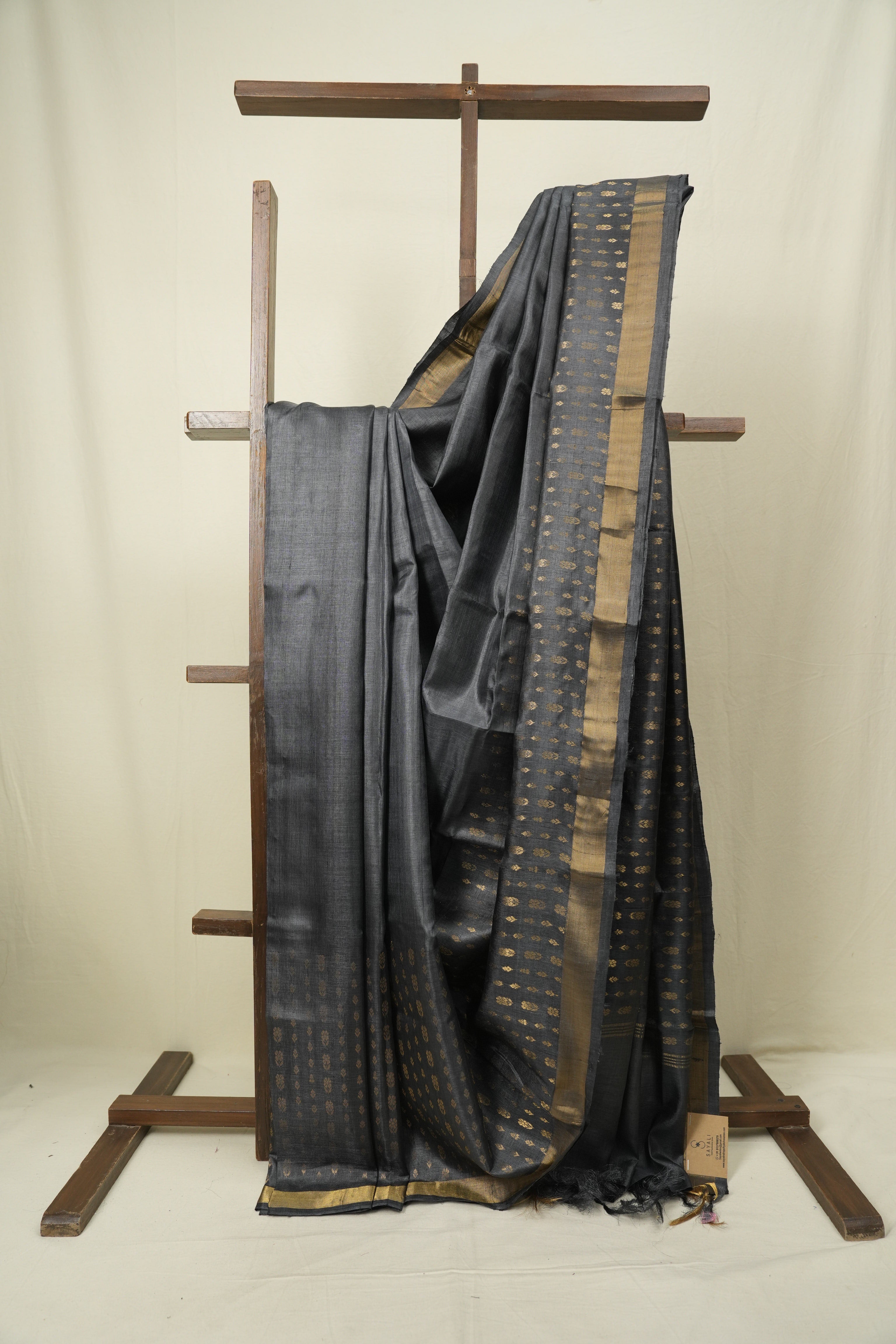Steel Grey Tussar Silk Saree - SRSGTSS1922