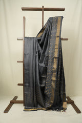 Steel Grey Tussar Silk Saree - SRSGTSS1922