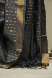 Steel Grey Tussar Silk Saree - SRSGTSS1922
