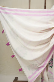 Milky White HBP Signature Cotton Saree - SRMWSCS31