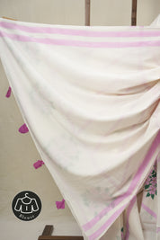 Milky White HBP Signature Cotton Saree - SRMWSCS31