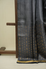 Steel Grey Tussar Silk Saree - SRSGTSS1922