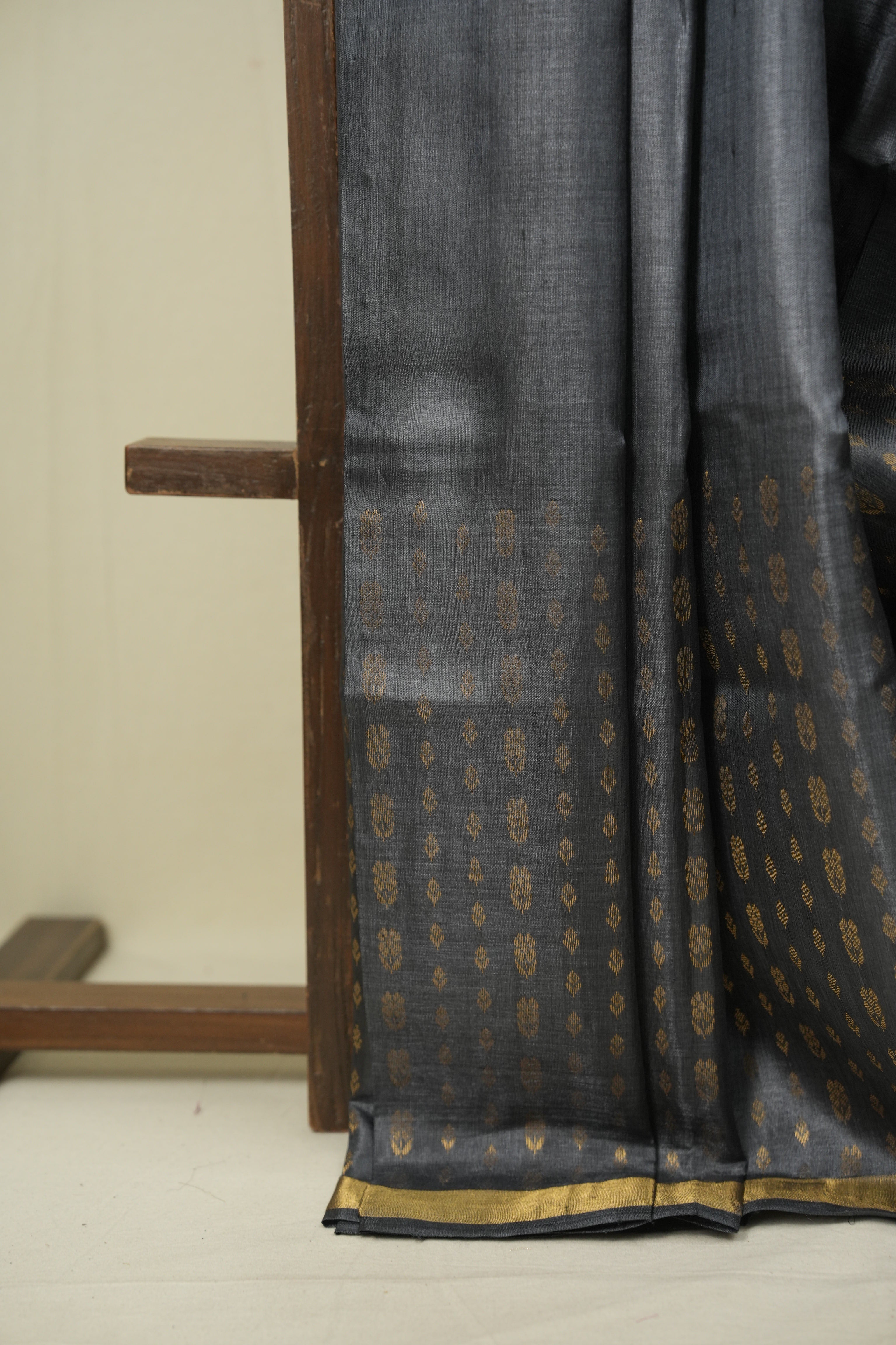 Steel Grey Tussar Silk Saree - SRSGTSS1922