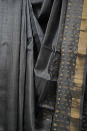 Steel Grey Tussar Silk Saree - SRSGTSS1922