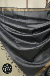 Steel Grey Tussar Silk Saree - SRSGTSS1922