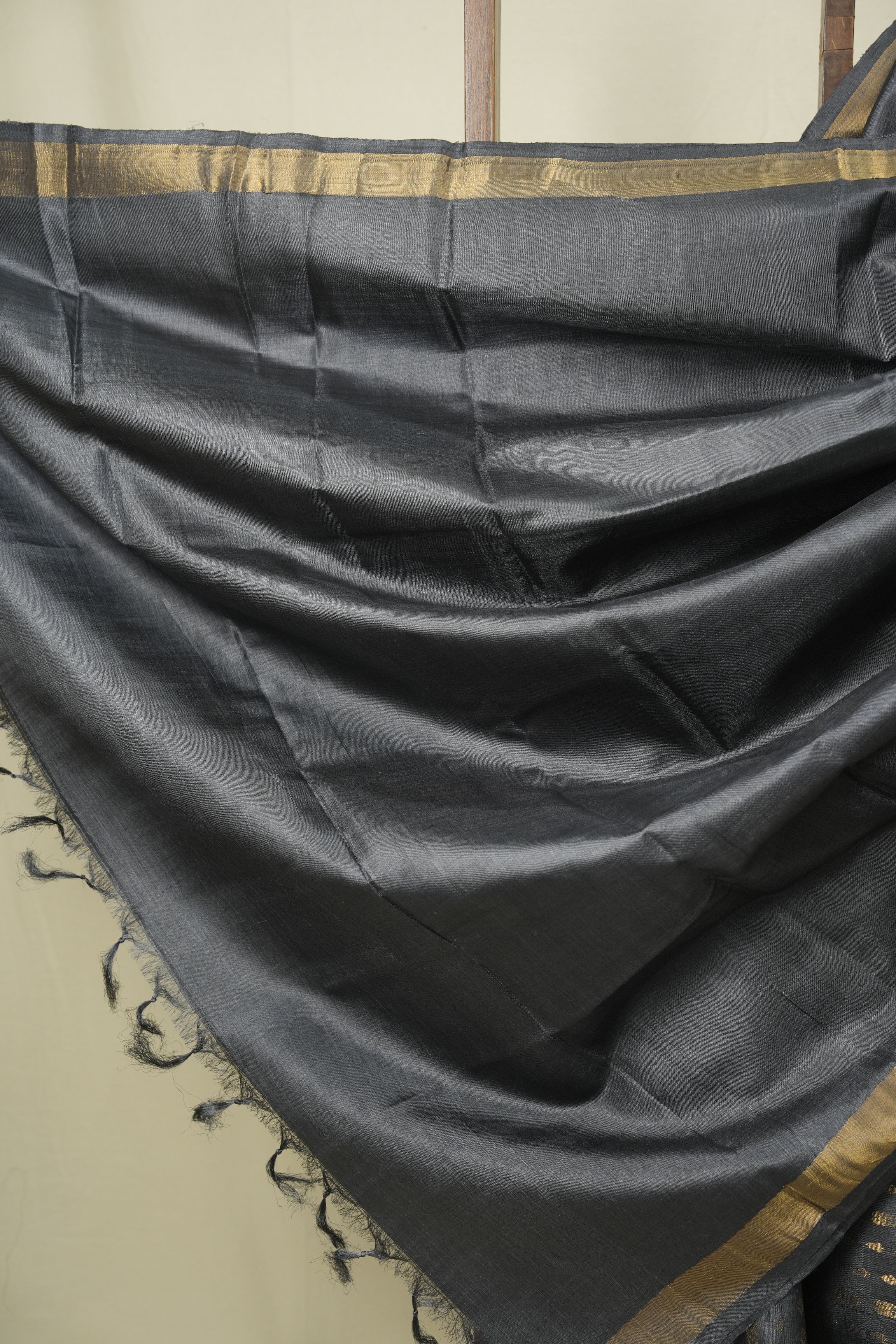 Steel Grey Tussar Silk Saree - SRSGTSS1922