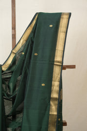 Bottle Green Maheshwari Saree - SRBGMS964