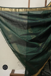 Bottle Green Maheshwari Saree - SRBGMS964