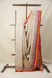 Ivory Tussar Silk Saree - SRITSS1555