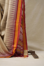 Ivory Tussar Silk Saree - SRITSS1555