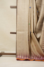 Ivory Tussar Silk Saree - SRITSS1555