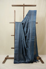 Blue Tussar Silk Saree - SRBTSS1872