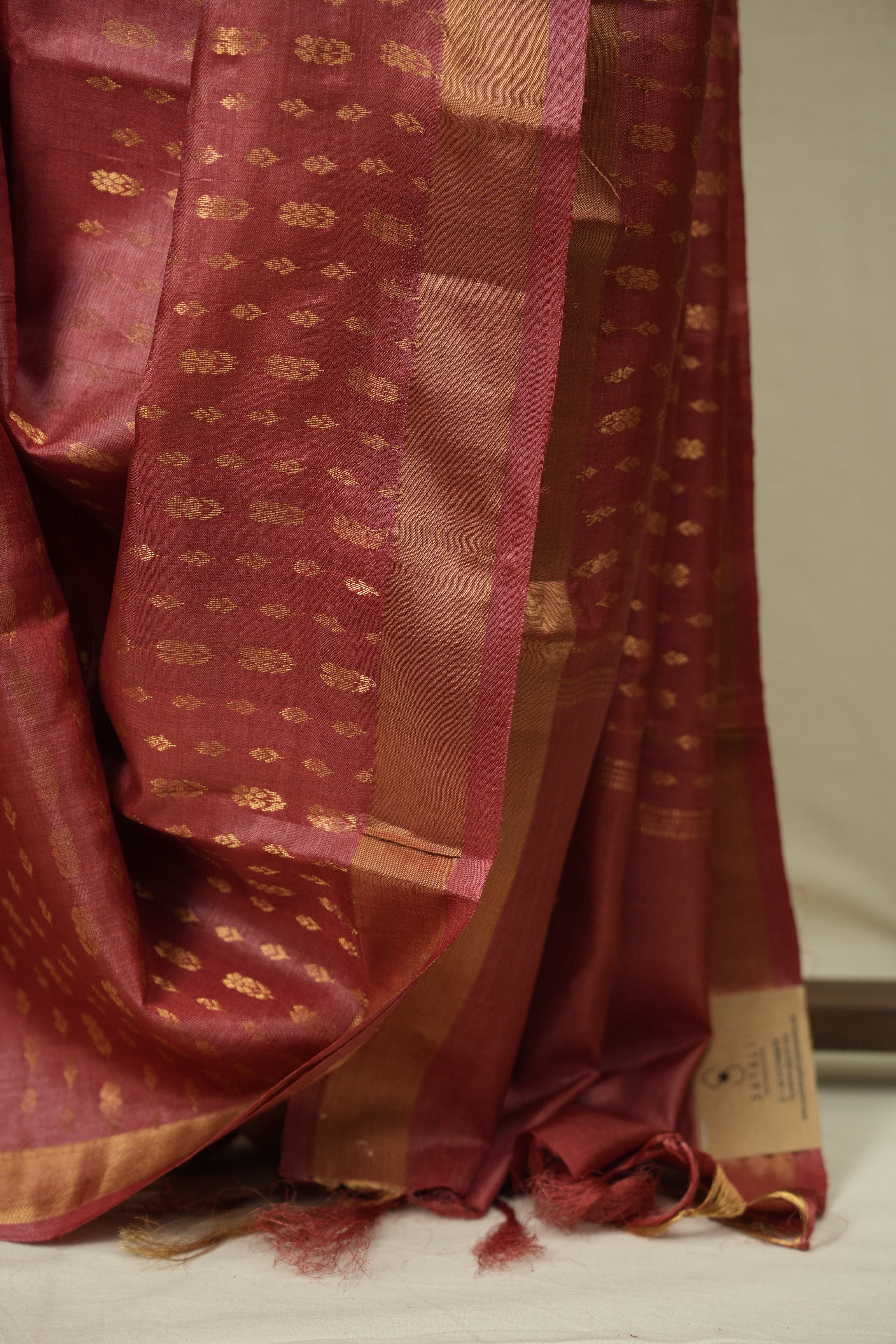 Rose Pink Tussar Silk Saree - SRRPTSS1924