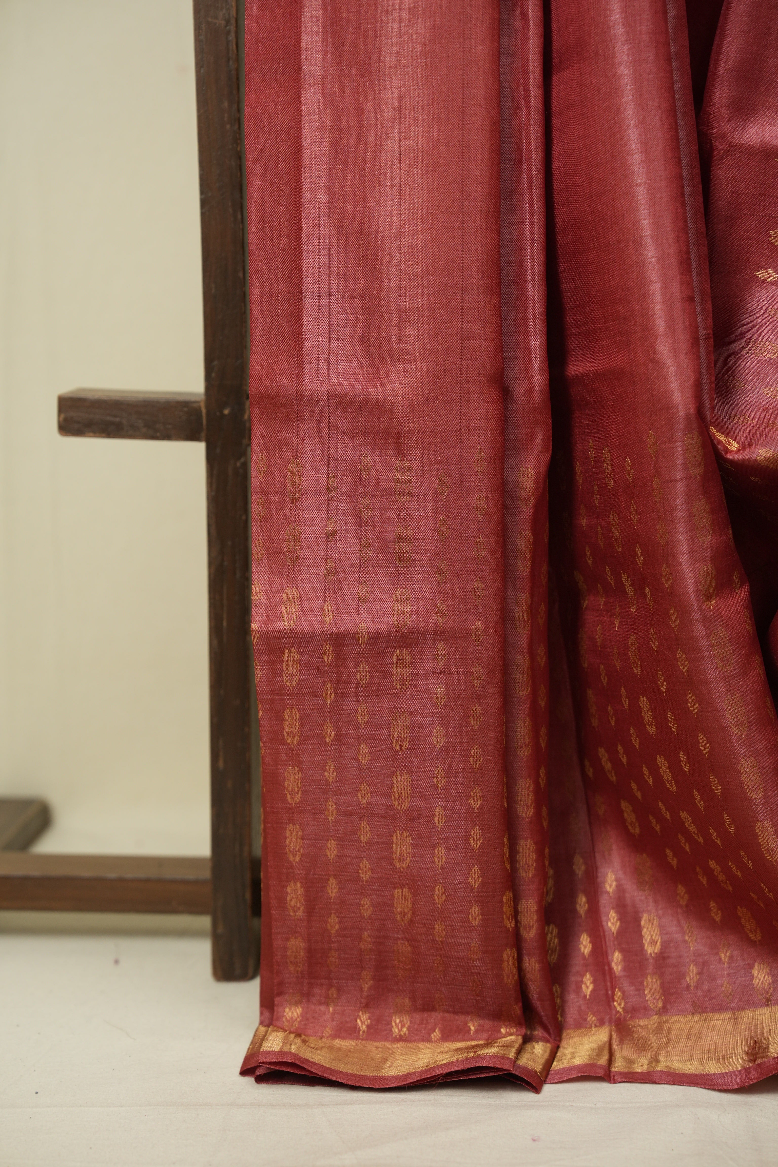 Rose Pink Tussar Silk Saree - SRRPTSS1924