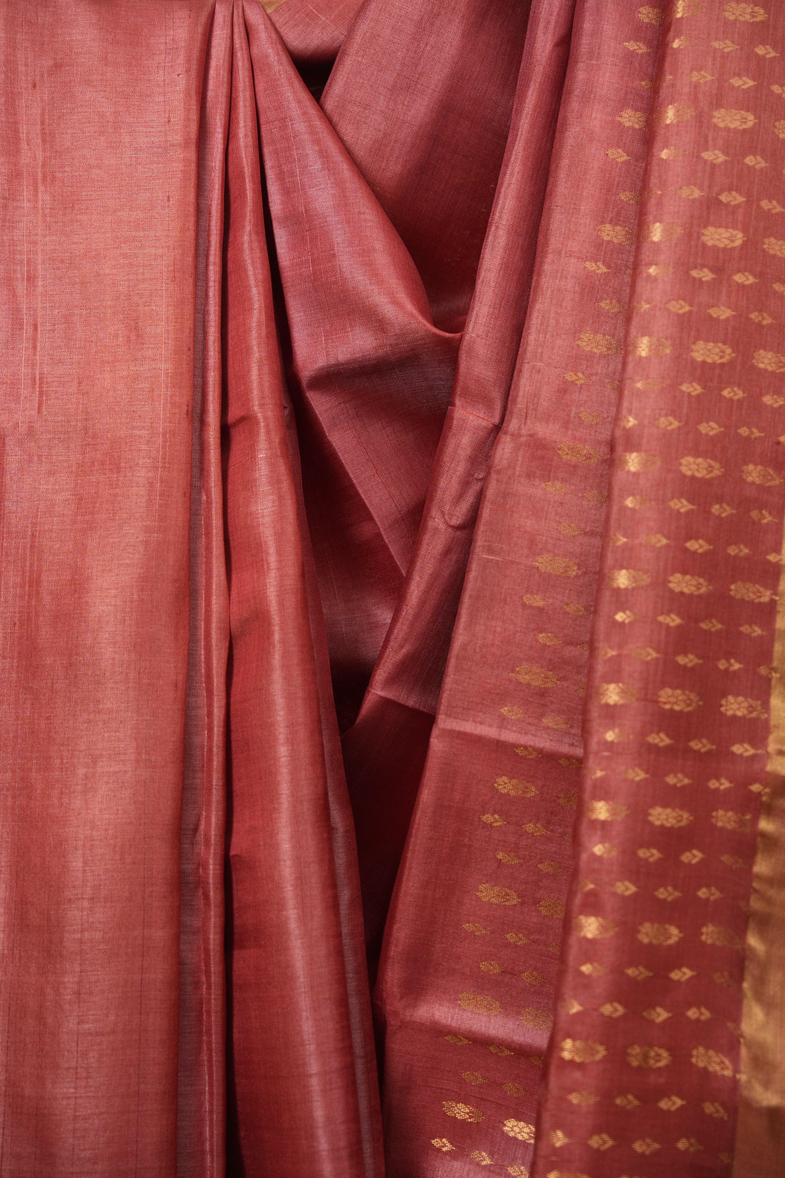 Rose Pink Tussar Silk Saree - SRRPTSS1924