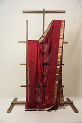 Maroon Maheshwari Saree - SRMMS966
