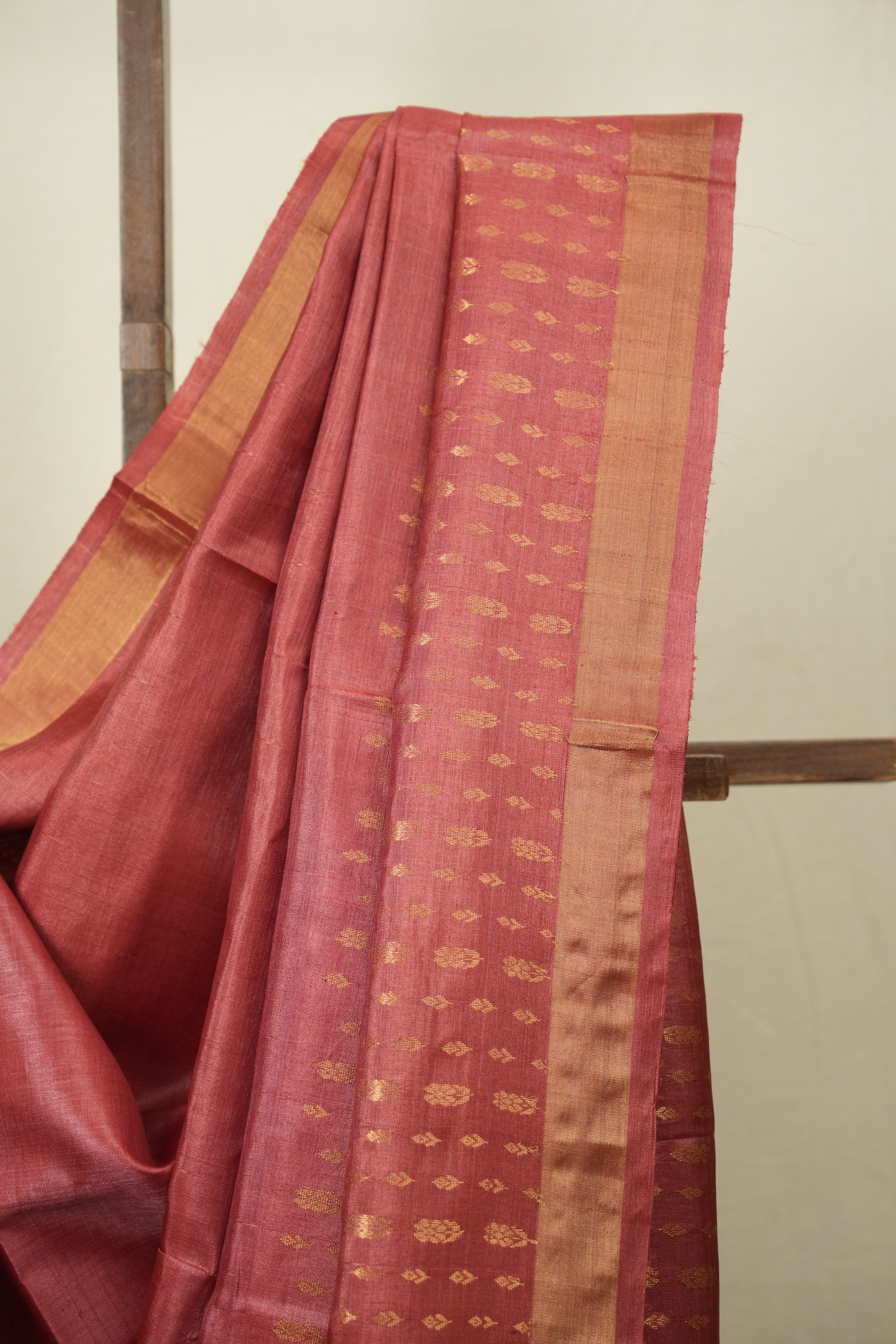Rose Pink Tussar Silk Saree - SRRPTSS1924