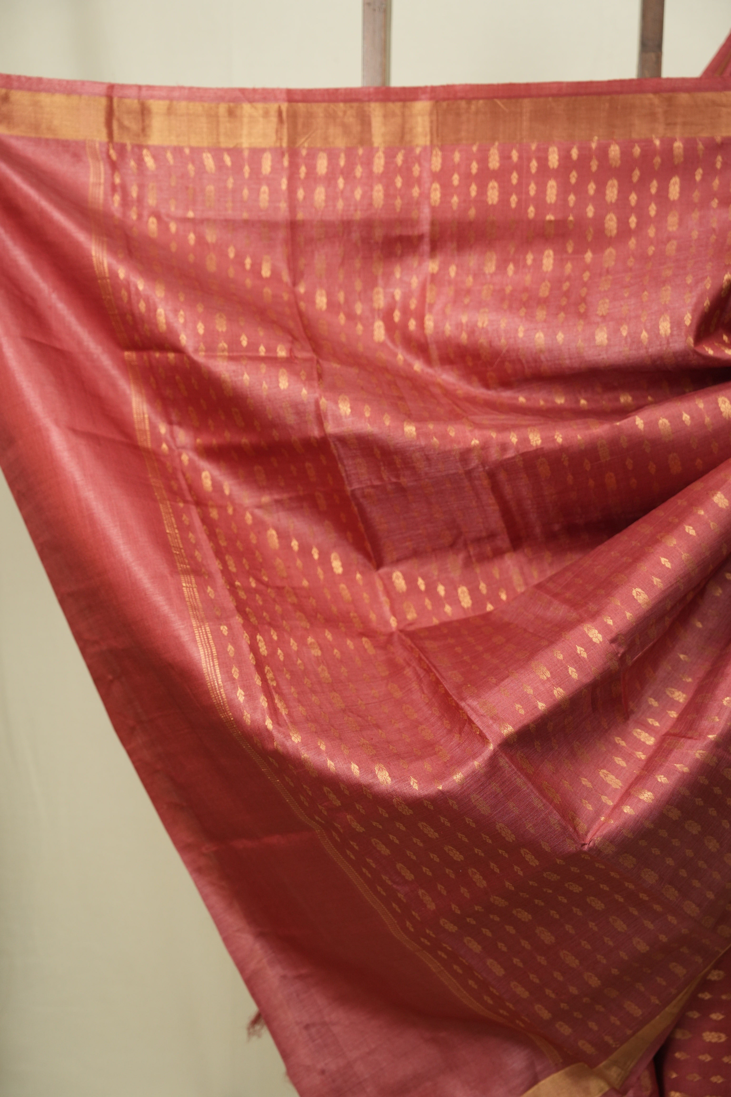 Rose Pink Tussar Silk Saree - SRRPTSS1924