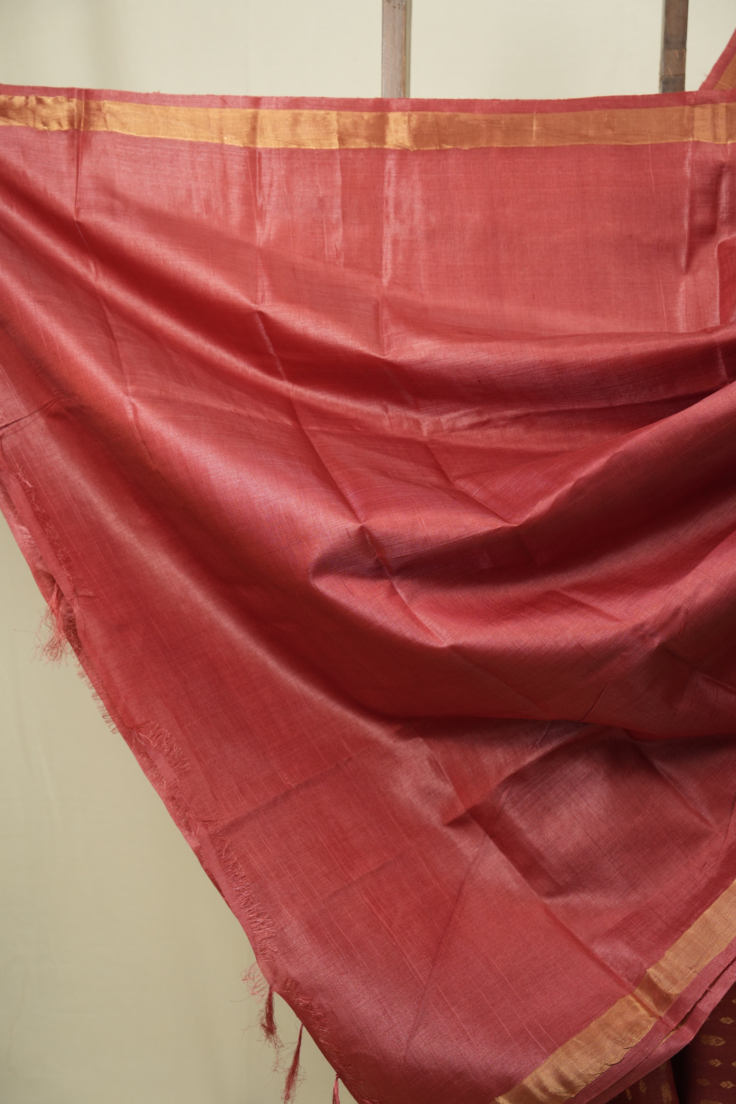 Rose Pink Tussar Silk Saree - SRRPTSS1924