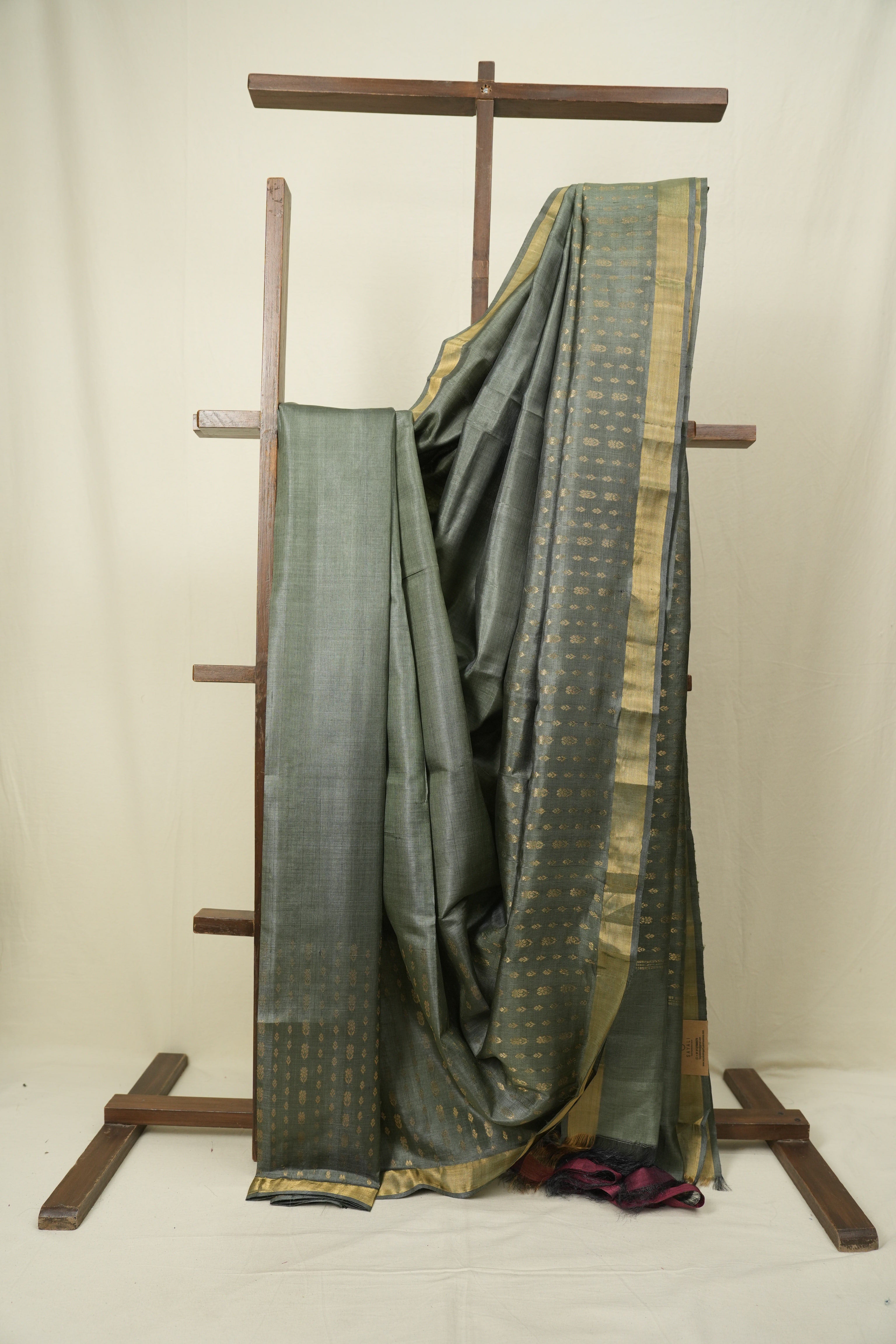 Sage Green Tussar Silk Saree - SRSGTSS1918