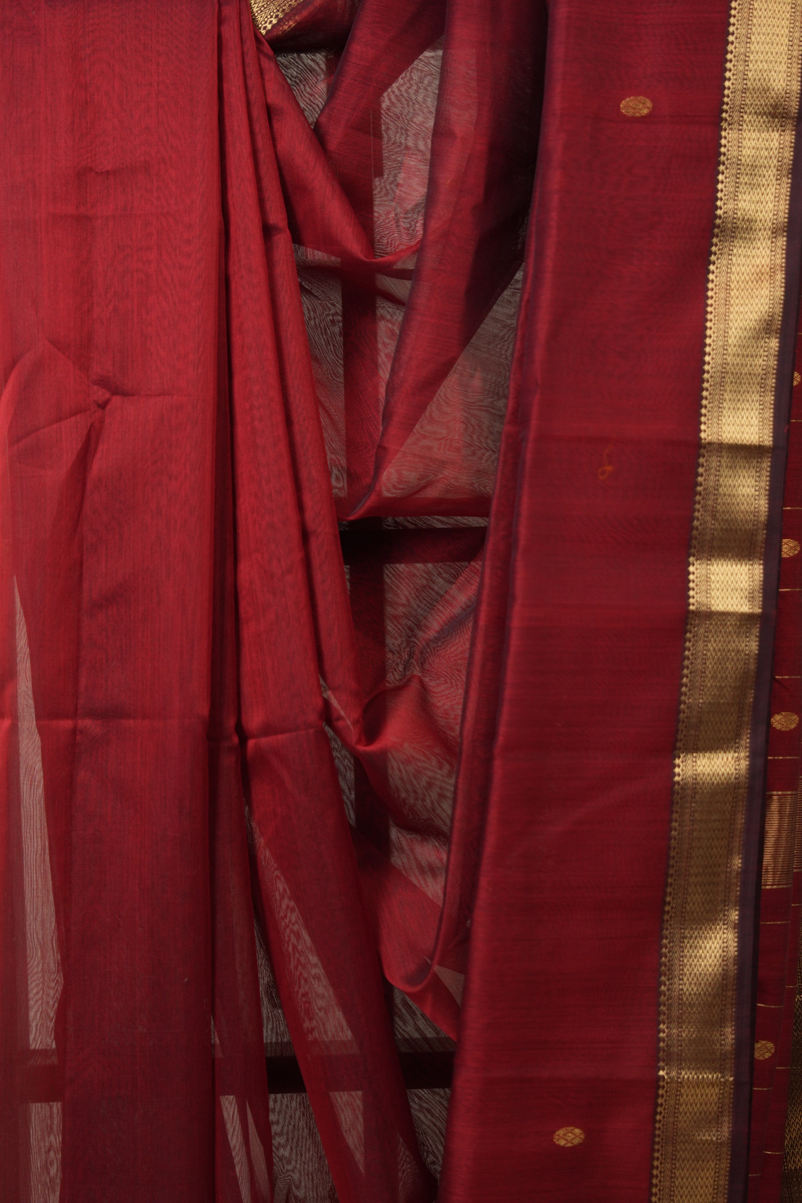Maroon Maheshwari Saree - SRMMS966