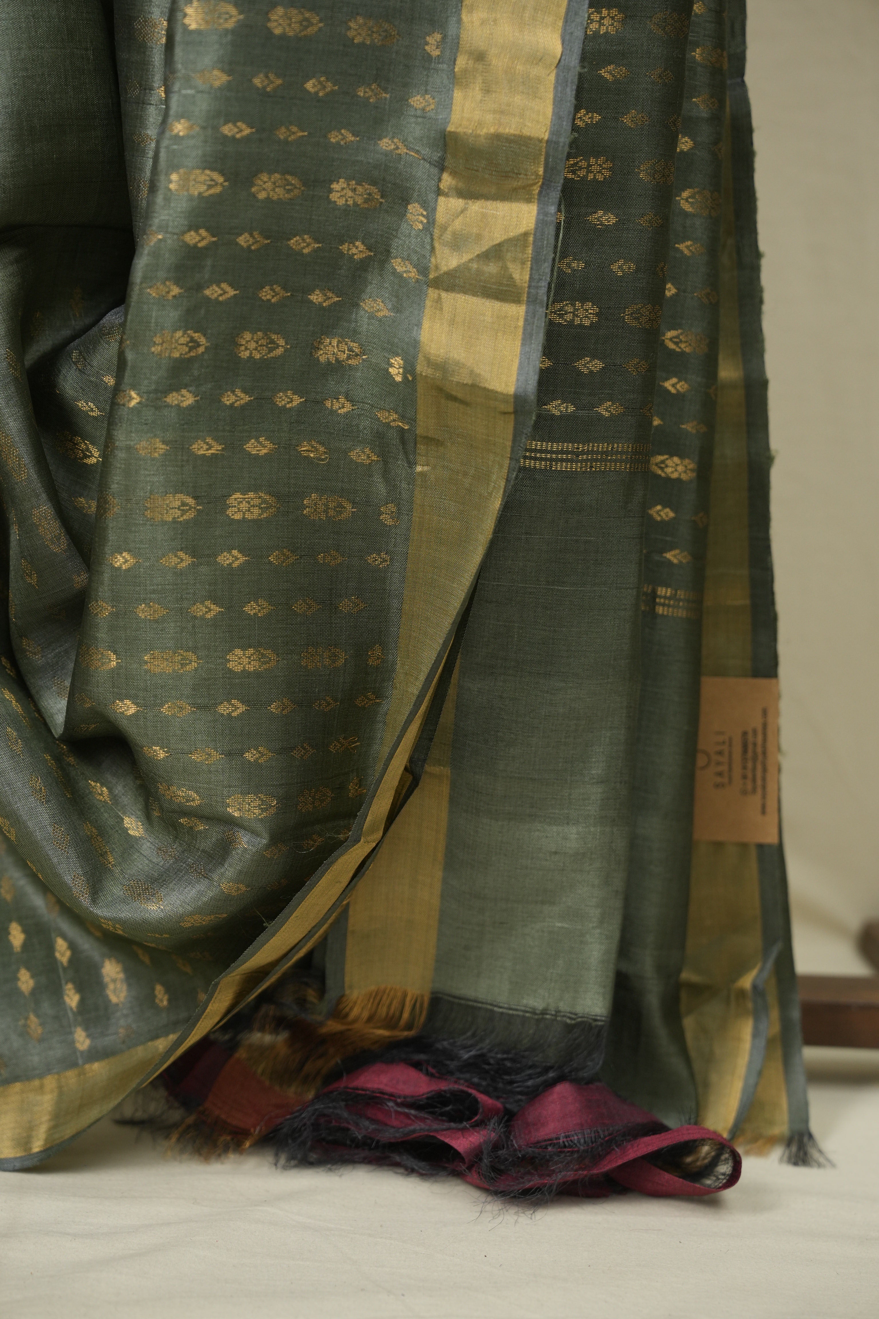 Sage Green Tussar Silk Saree - SRSGTSS1918