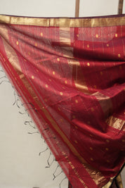 Maroon Maheshwari Saree - SRMMS966