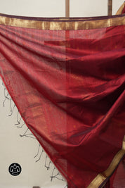 Maroon Maheshwari Saree - SRMMS966