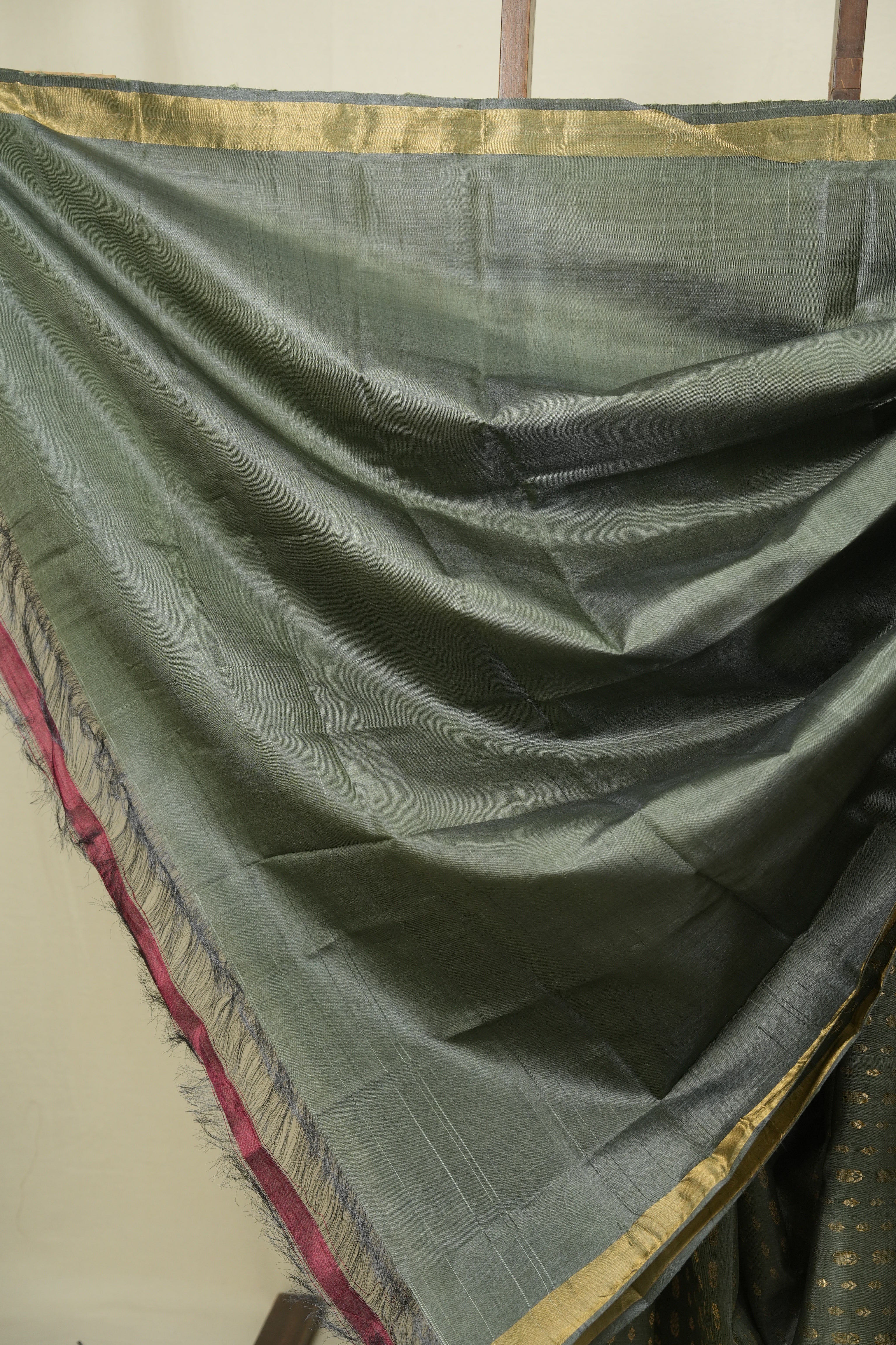 Sage Green Tussar Silk Saree - SRSGTSS1918