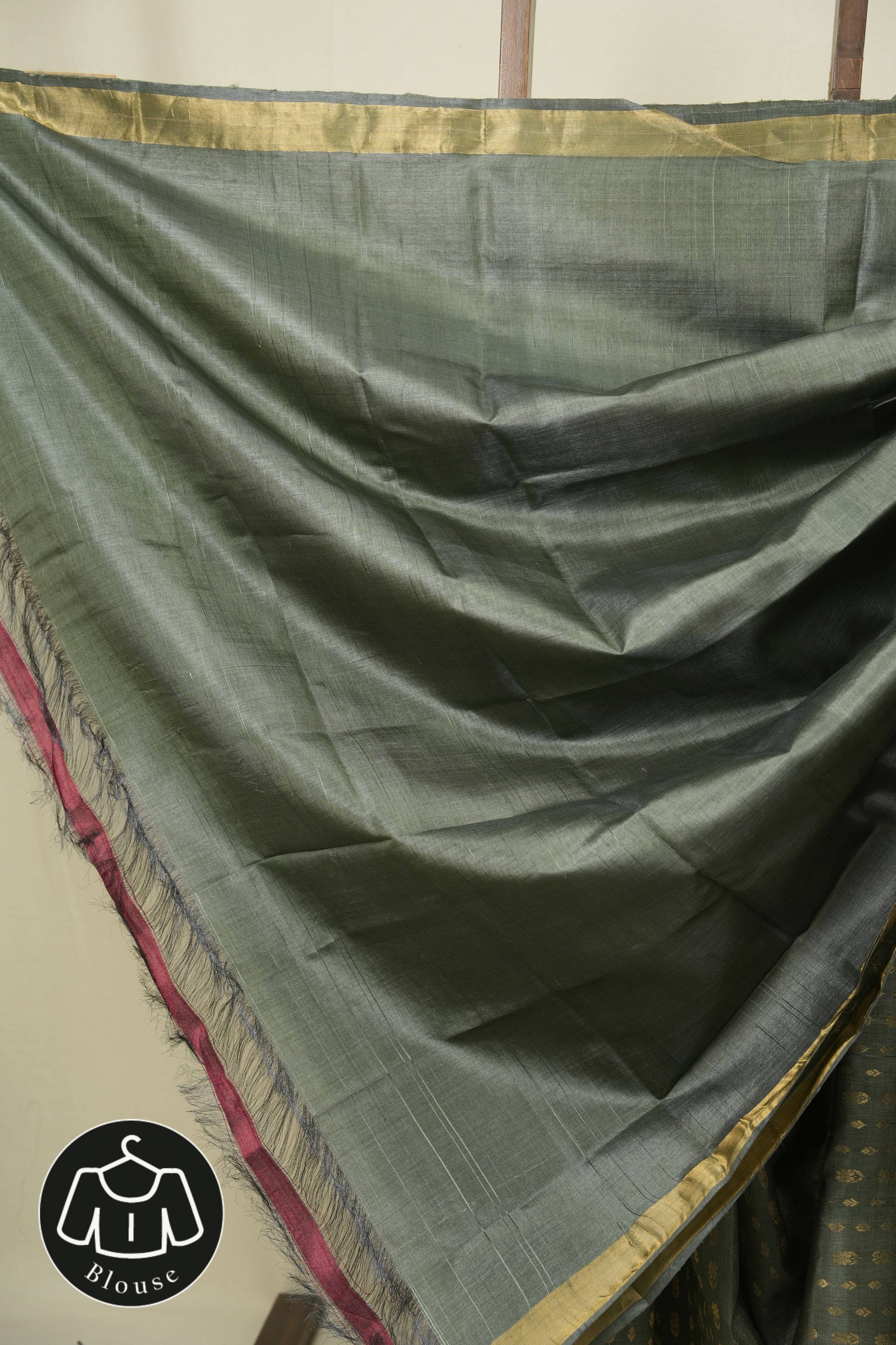 Sage Green Tussar Silk Saree - SRSGTSS1918