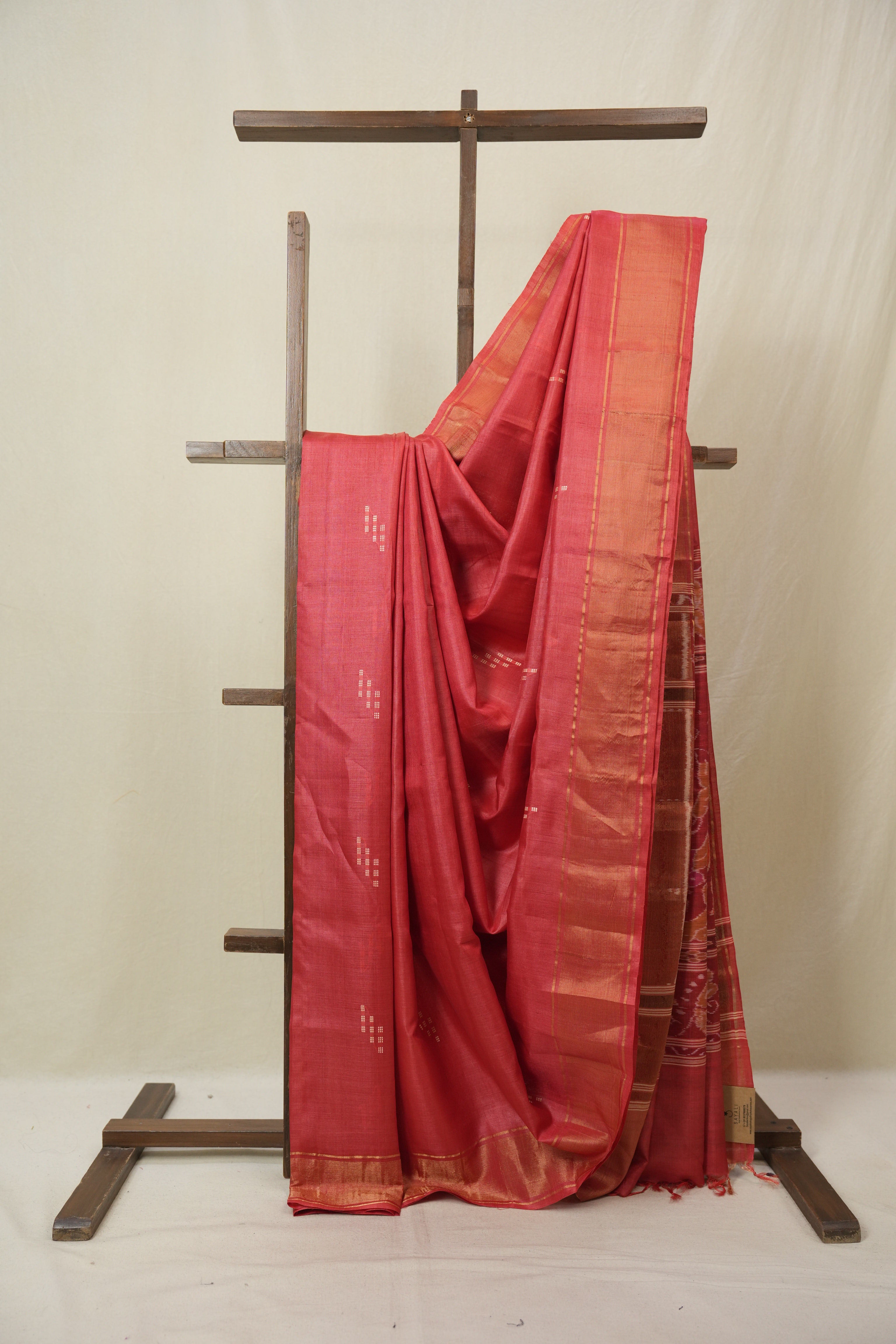 Red Tussar Silk Saree - SRRTSS1869