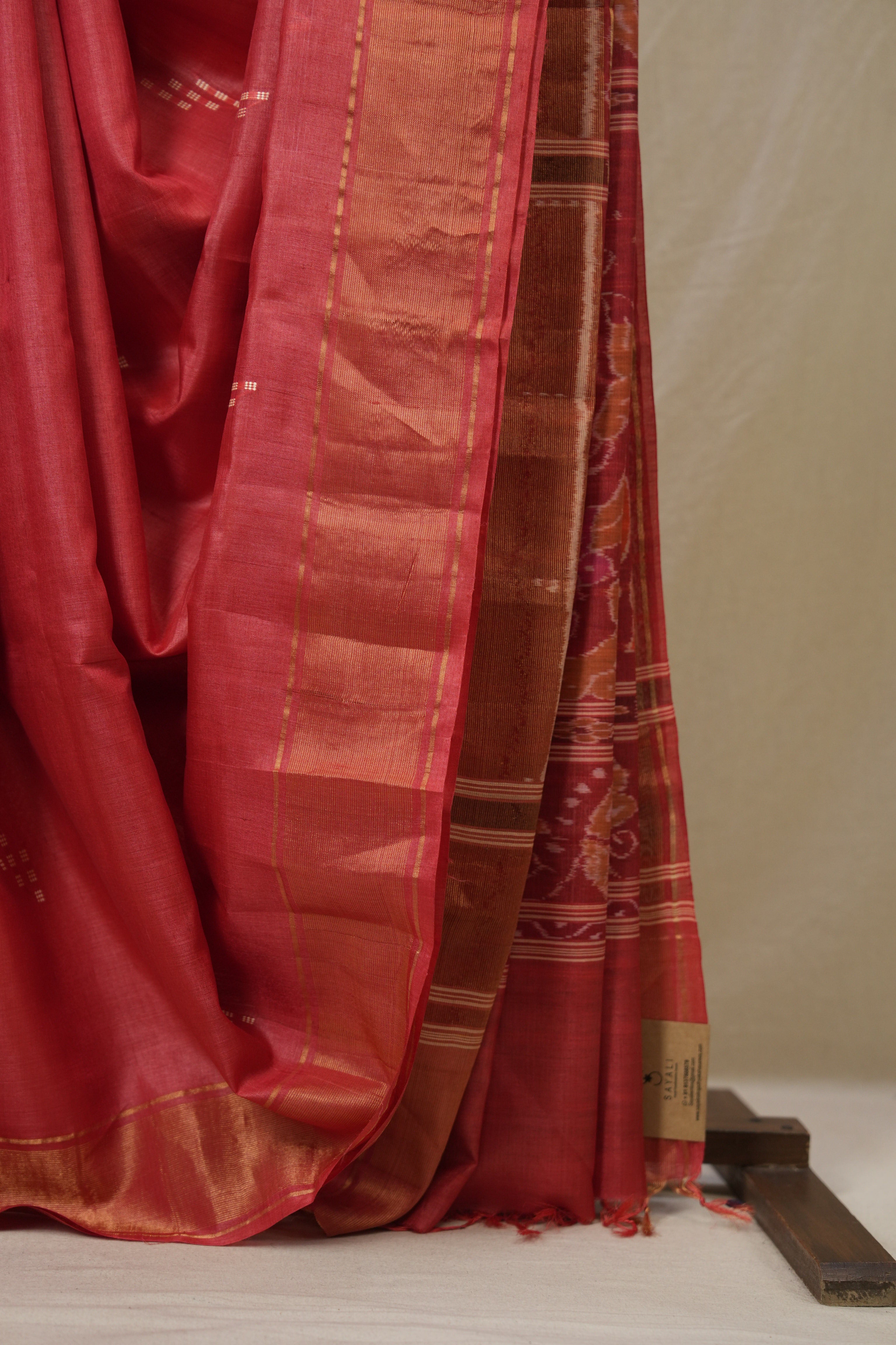 Red Tussar Silk Saree - SRRTSS1869