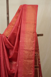 Red Tussar Silk Saree - SRRTSS1869