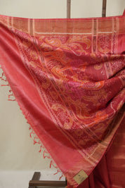 Red Tussar Silk Saree - SRRTSS1869