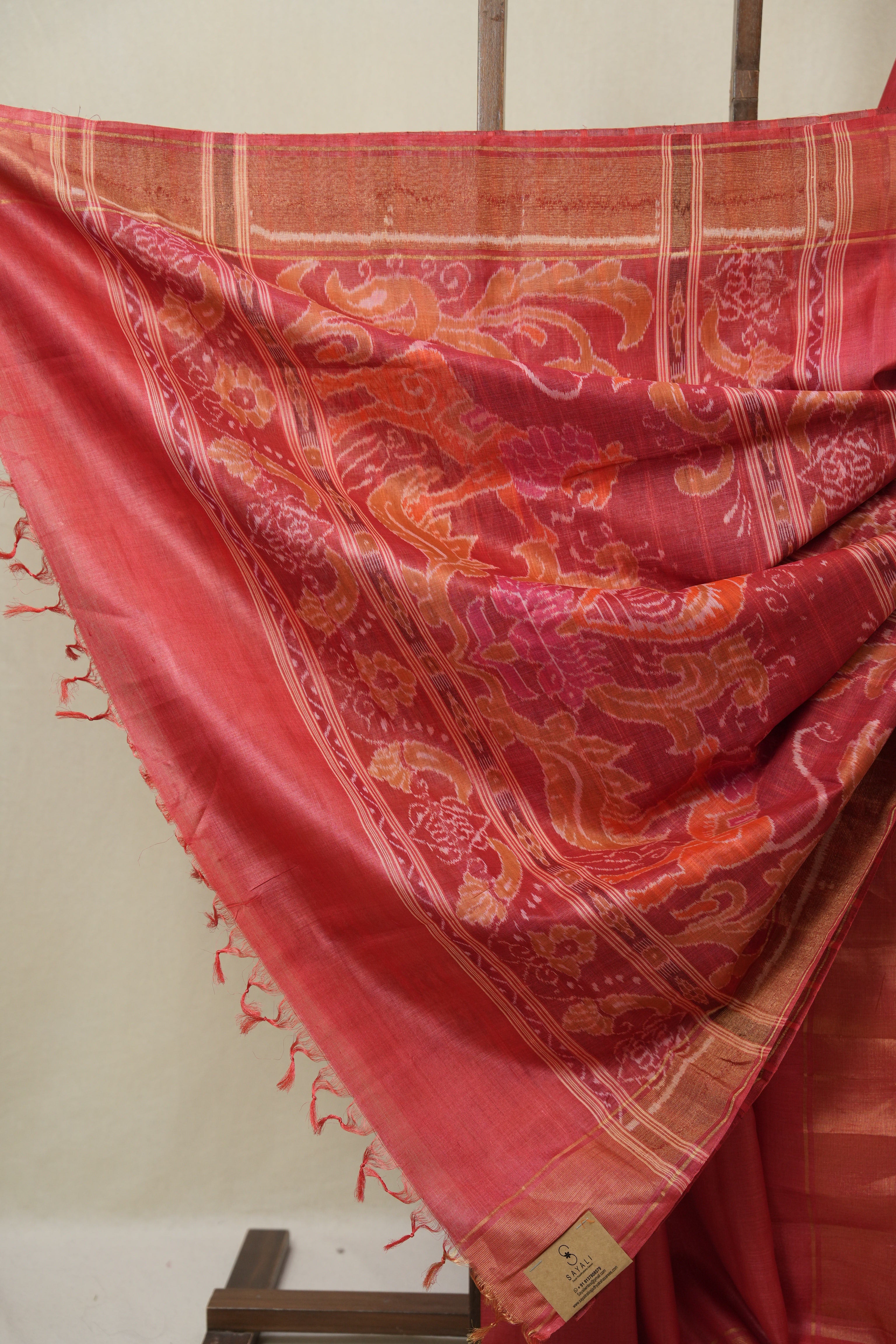 Red Tussar Silk Saree - SRRTSS1869