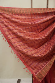 Red Tussar Silk Saree - SRRTSS1869