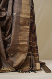 Brown Tussar Silk Saree - SRBTSS1868